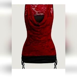 Elegant Womans Red Lace Top. 2XL